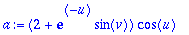 a := (2+exp(-u)*sin(v))*cos(u)