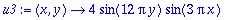 u3 := proc (x, y) options operator, arrow; 4*sin(12*Pi*y)*sin(3*Pi*x) end proc